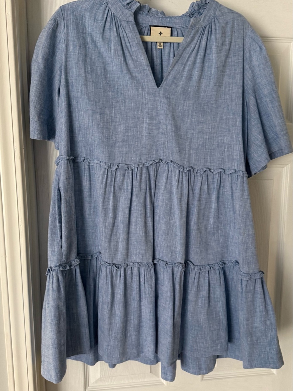 Tuckernuck Sky Blue Tiered V-Notch Mini Dress - Picture 4 of 9